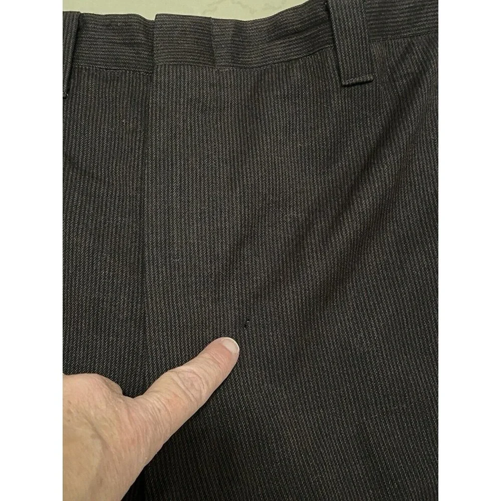 1958 Custom Tailored Siebler Clothes Twill‎ Wool Men’s 37x33 Pants Navy & Brown